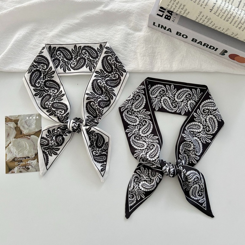 Women Bags Office - Paisley Print Satin Skinny Scarf Fashion