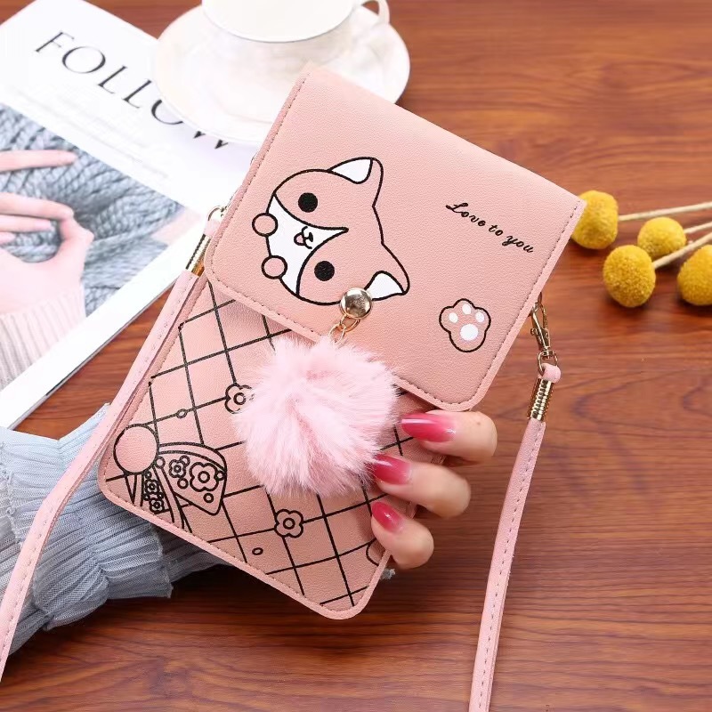 Women Bags Crossbody - Cute Cartoon Pattern Touch-Screen Phone Bag