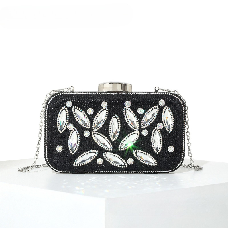 Evening Bag Beaded - Black Rhinestone Women's Evening Bag Exquisite
