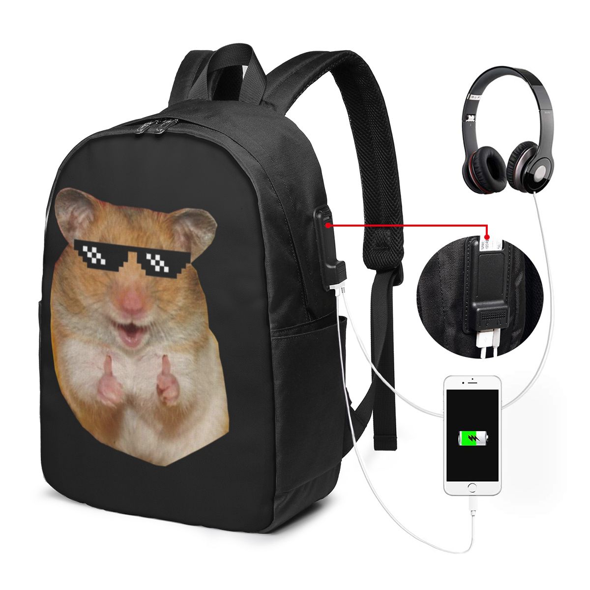 Funny Hamster Backpack Travel  - Women Bags College ulasan dan harga