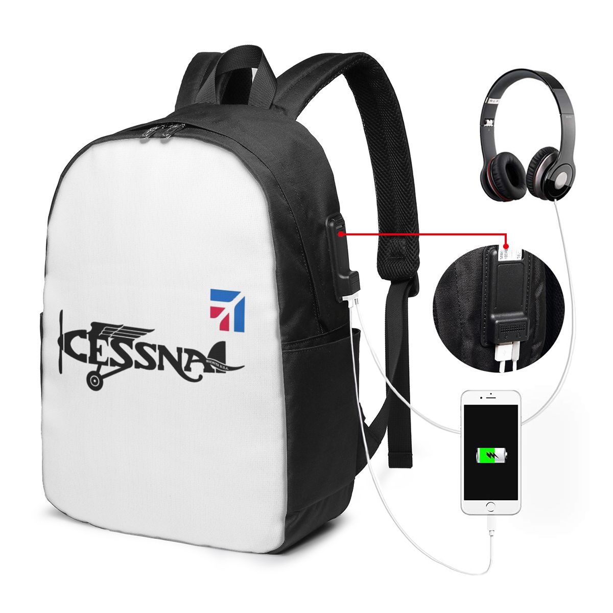 Cessna Logo Backpack Travel No - Women Bags College ulasan dan harga