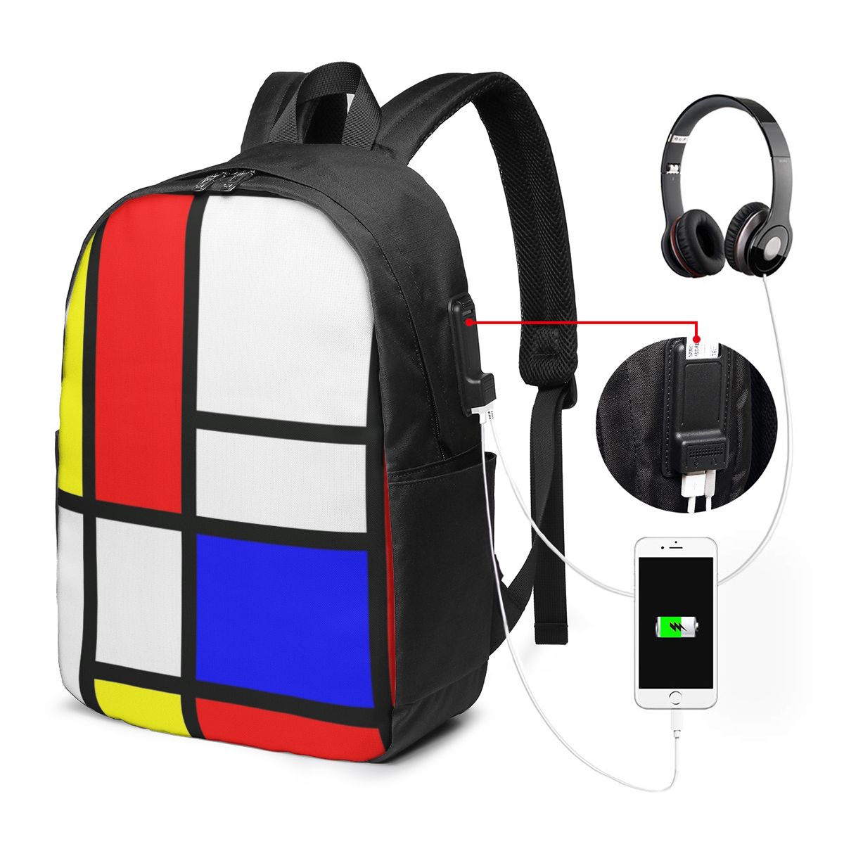 Piet Mondrian Composition  Bac - Women Bags College ulasan dan harga