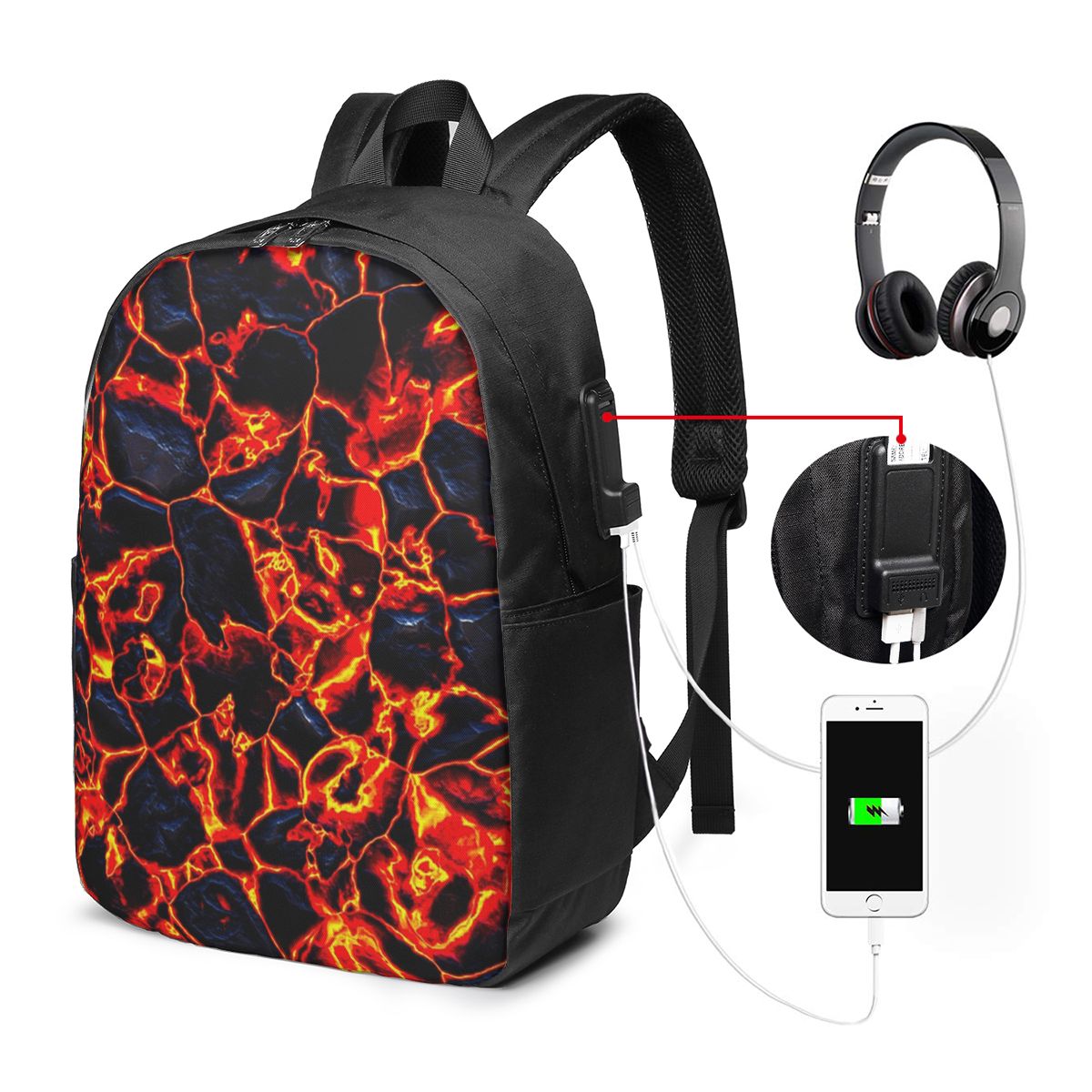 Magma Volcano Lava Fire Backpa - Women Bags College ulasan dan harga
