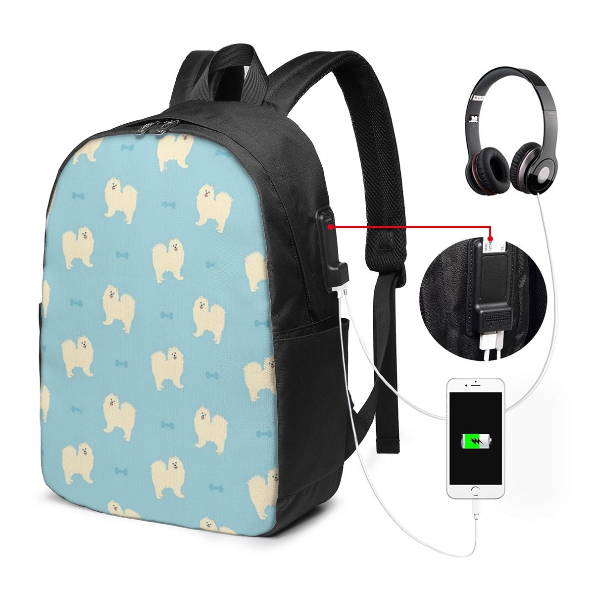 Samoyed Dog Backpack Travel No - Women Bags College ulasan dan harga