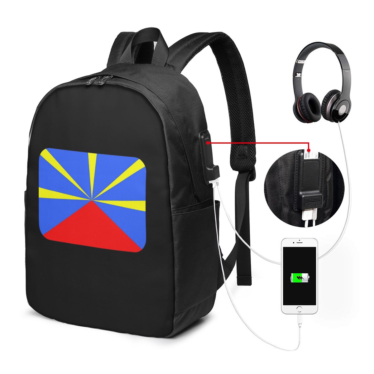 974 Reunion Island Flag Backpa - Women Bags College ulasan dan harga