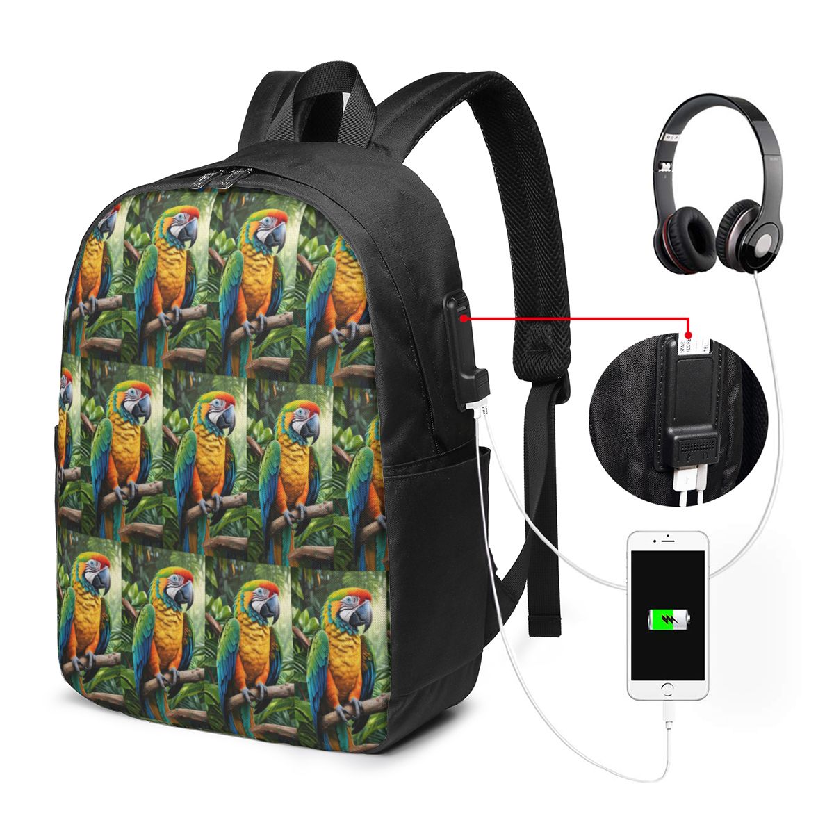 Cute Macaw Parrots Backpack Tr - Women Bags College ulasan dan harga