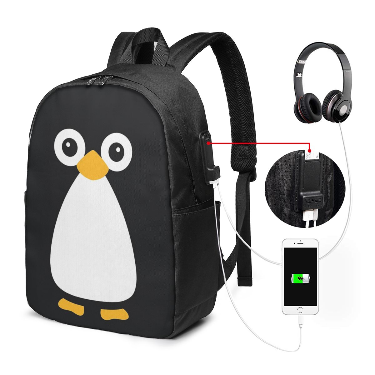Cute Vector Penguin Backpack T - Women Bags College ulasan dan harga