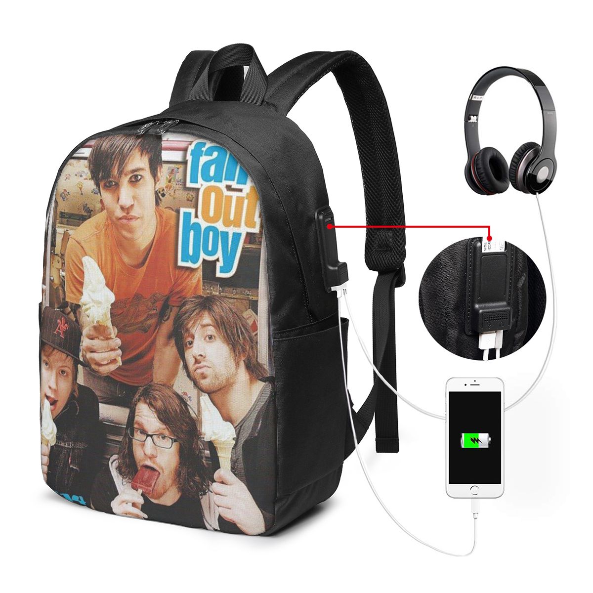 Fall Out Boy Backpack Travel N - Women Bags College ulasan dan harga